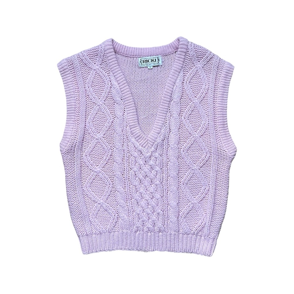 Vintage Ricki Knit Sweater Vest Women’s Size S‎ Oversized Cable Knit